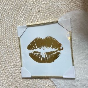 New Gold frame kiss lips gold white picture photo art print new in package